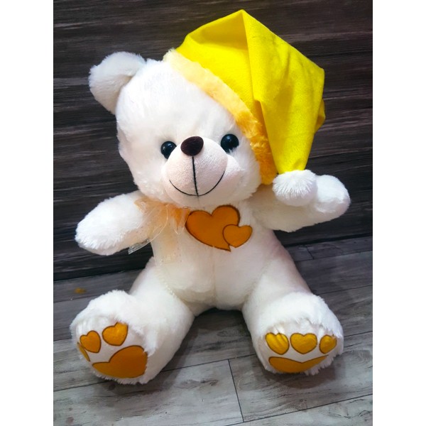 Grabadeal White 16 Inch Christmas Teddy Bear with Yellow Cap